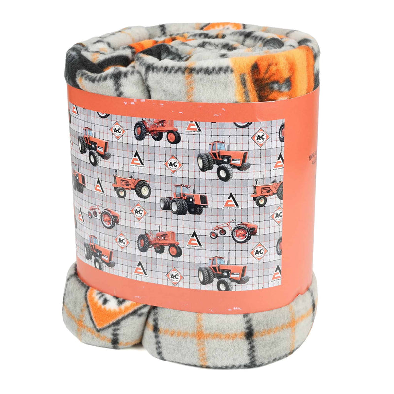 Allis Chalmers Tractors & Logos Gray Plaid 62in x 72in Fleece Blanket