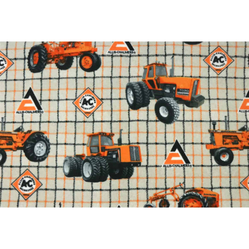 Allis Chalmers Tractors & Logos Tan Plaid 62in x 72in Fleece Blanket