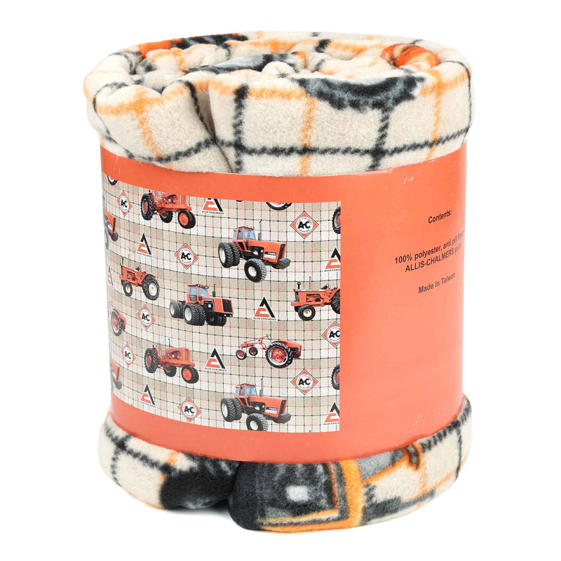 Allis Chalmers Tractors & Logos Tan Plaid 62in x 72in Fleece Blanket