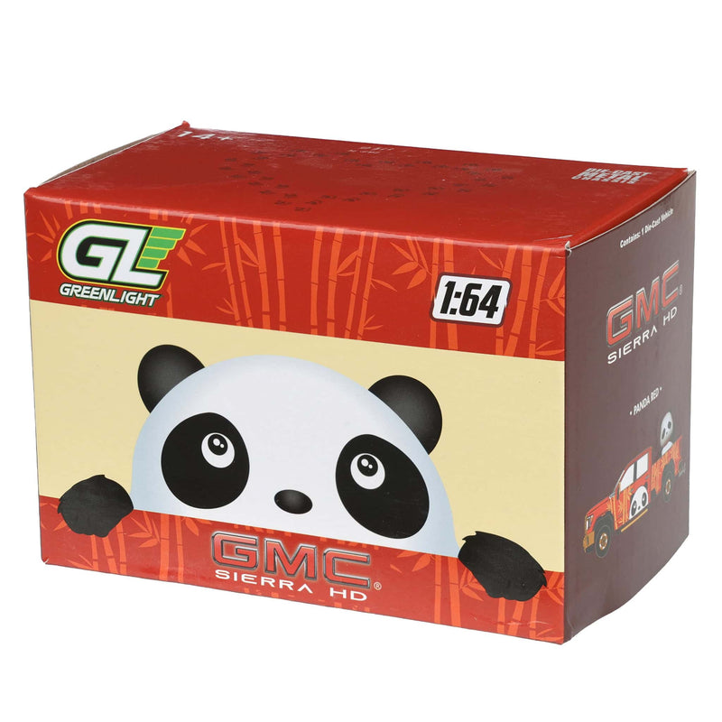 1/64 2022 GMC Sierra 3500 HD Denali Dually Pickup Truck with Beijing Panda, Red, 2025 GreenLight Waltersons Product Expo Exclusive