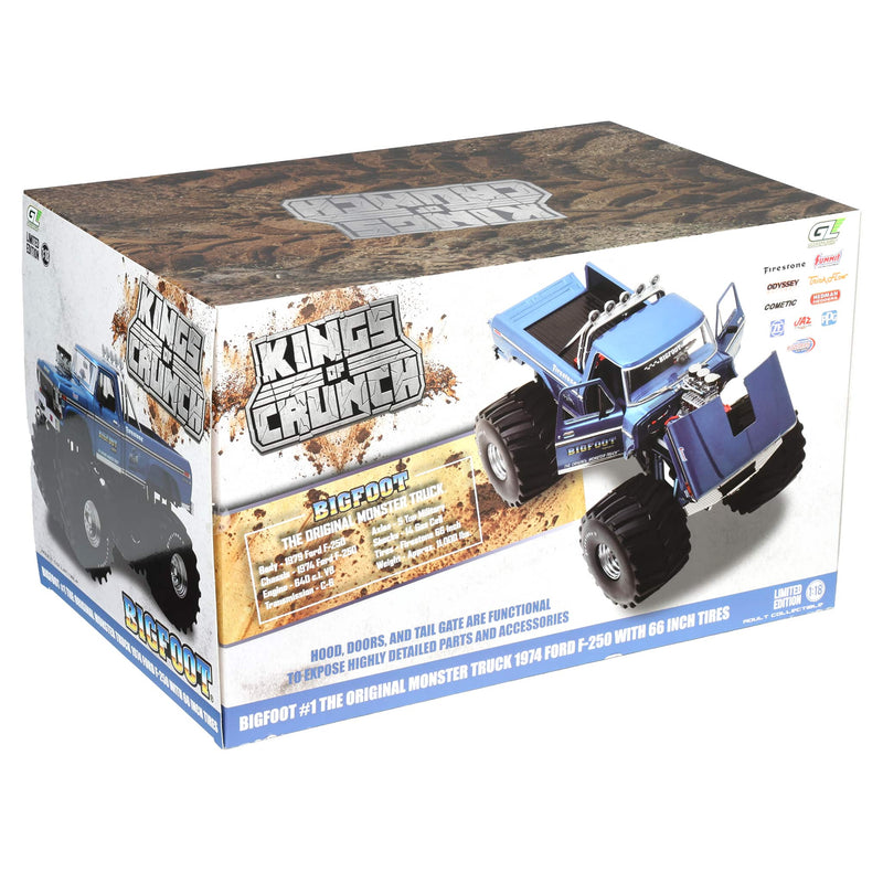 1/18 1974 Ford F-250 Monster Truck with 66 Inch Tires, Bigfoot #1, GreenLight Collectibles Kings of Crunch