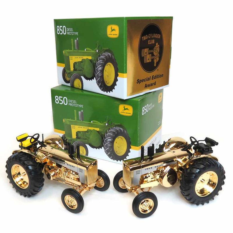 GOLD CHROME 2 Piece Set ~ 1/16 Two Cylinder Club John Deere 850 by ERTL, Show & Award Versions