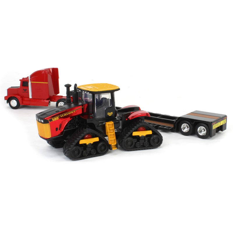 Red Chrome Chase Unit ~ 1/64 Versatile 580DT w/ Semi & Lowboy Trailer, ERTL Prestige Collection