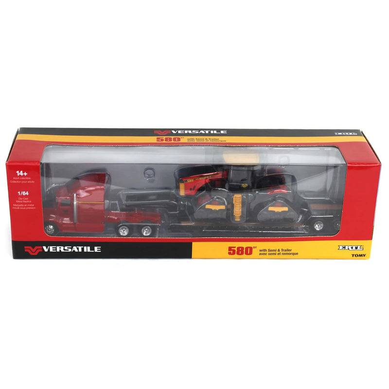 Red Chrome Chase Unit ~ 1/64 Versatile 580DT w/ Semi & Lowboy Trailer, ERTL Prestige Collection