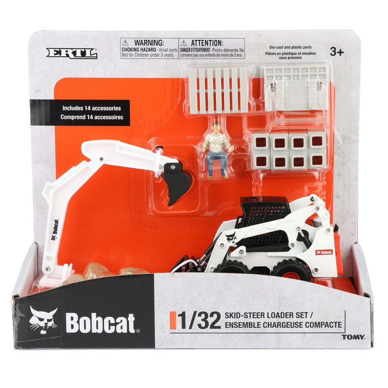 1/32 Bobcat Skid Steer Construction Play Set with 20 Pieces by ERTL