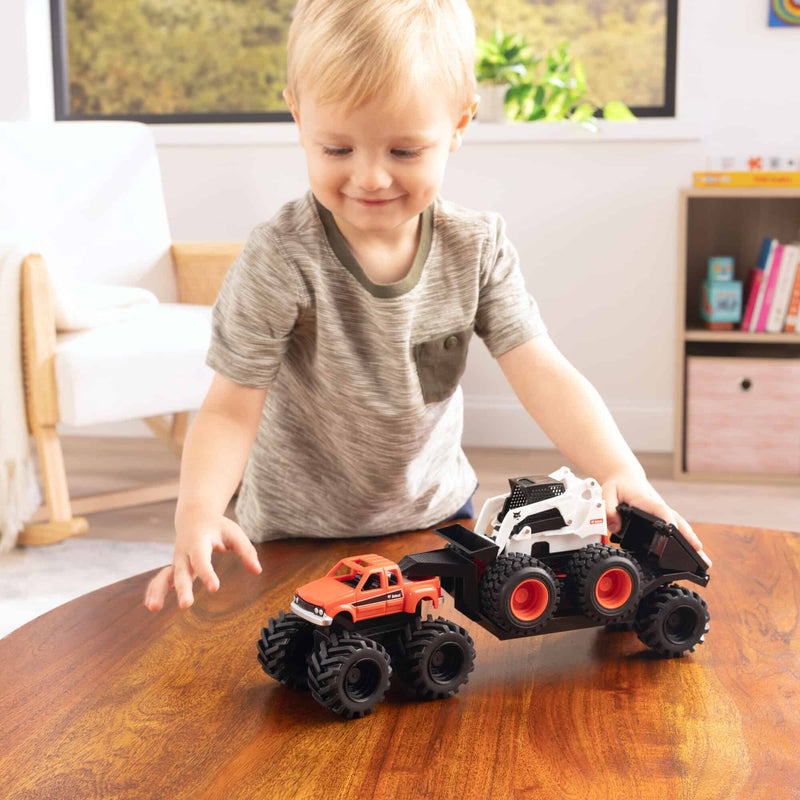 Monster Treads Bobcat Playset with Skid Steer, Truck & Trailer