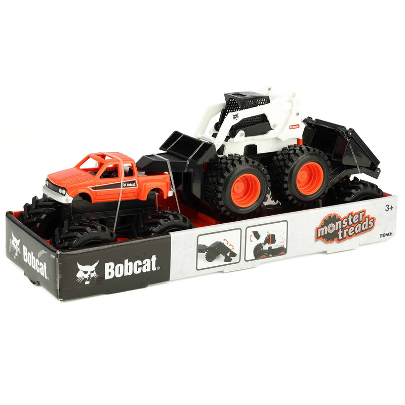 Monster Treads Bobcat Playset with Skid Steer, Truck & Trailer