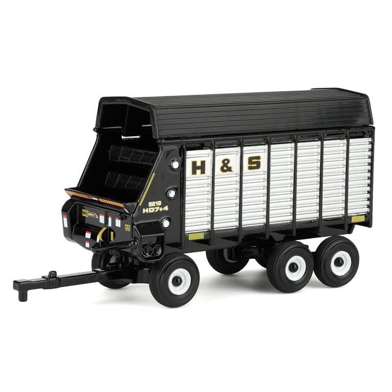 1/64 H&S HD7+4 52-18 Tandem-Axle Forage Wagon by ERTL, Black & Silver