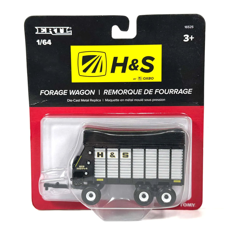 1/64 H&S HD7+4 52-18 Tandem-Axle Forage Wagon by ERTL, Black & Silver