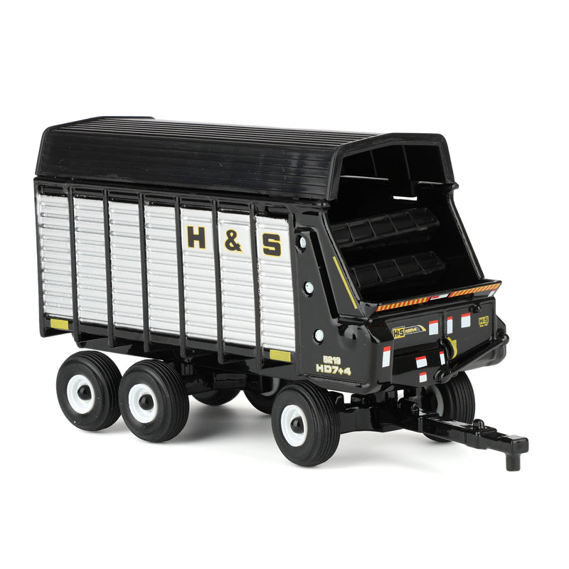 1/64 H&S HD7+4 52-18 Tandem-Axle Forage Wagon by ERTL, Black & Silver