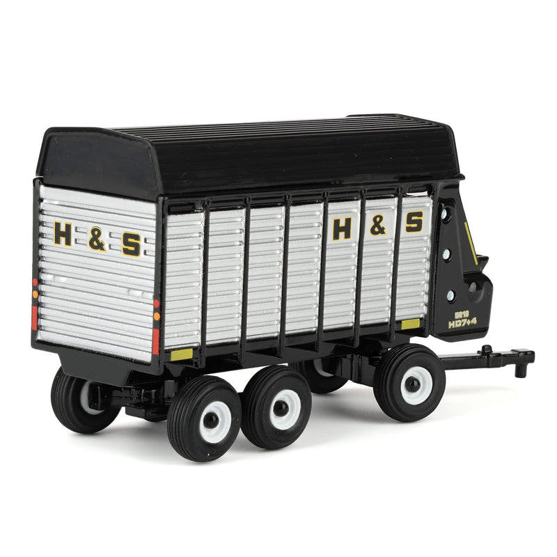 1/64 H&S HD7+4 52-18 Tandem-Axle Forage Wagon by ERTL, Black & Silver