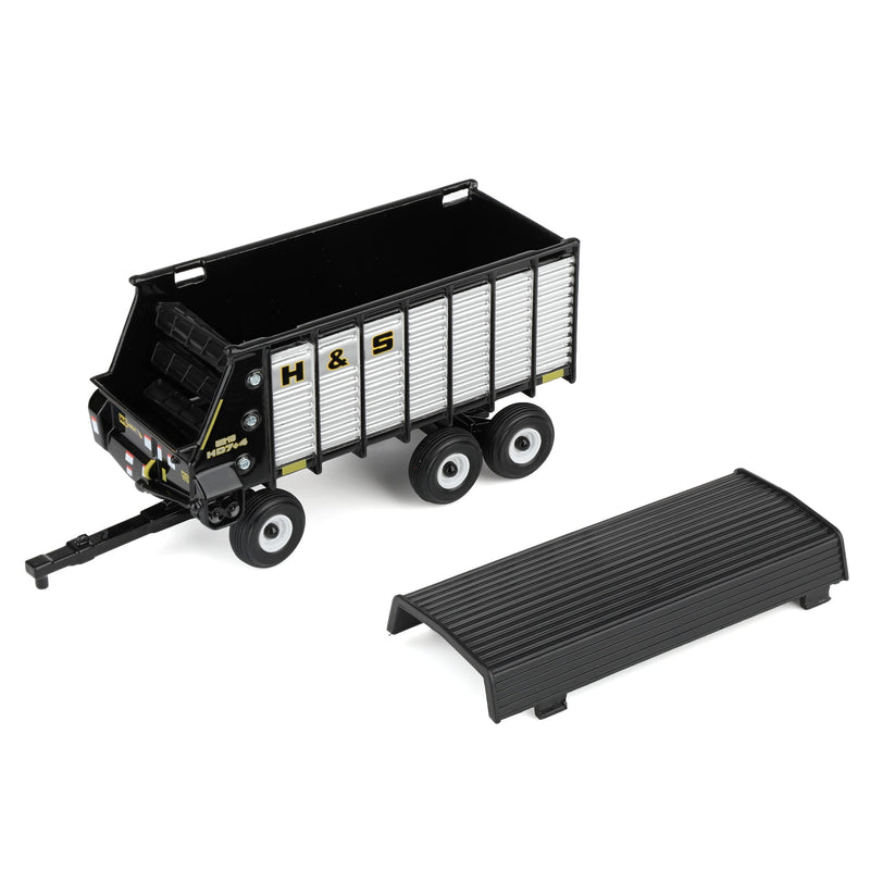 1/64 H&S HD7+4 52-18 Tandem-Axle Forage Wagon by ERTL, Black & Silver