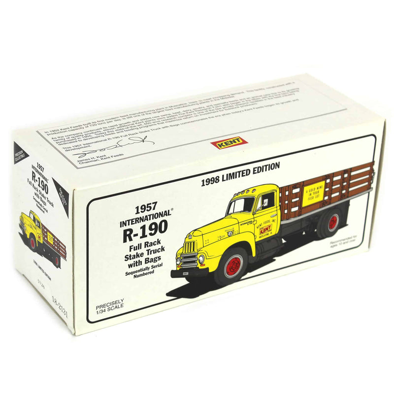 1/34 1957 International R-190 Stake Truck with Grain Feed Sack Load, Kent Feeds by First Gear