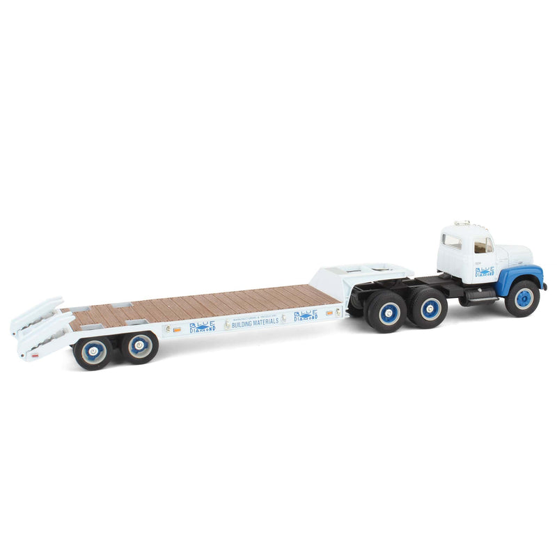 1/34 1959 International RF-200 Tandem Axle Truck with Lowboy Trailer, Blue Diamond by First Gear