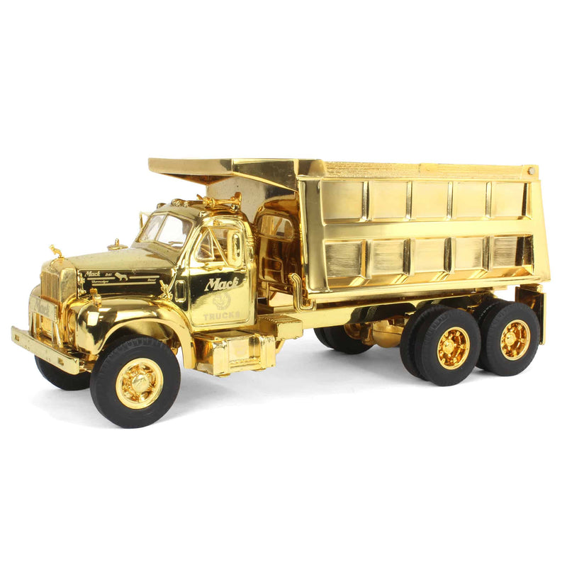 (B&D) 1/34 1960 Mack B-61 Dump Truck, Mack Dump, Gold Plated by First Gear - Damaged Item