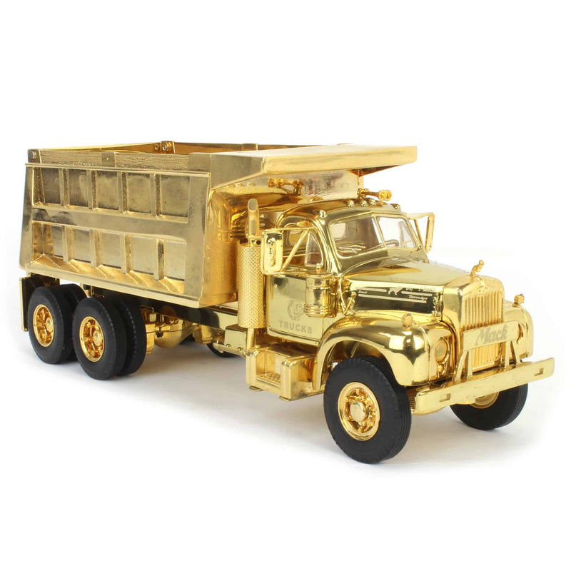 (B&D) 1/34 1960 Mack B-61 Dump Truck, Mack Dump, Gold Plated by First Gear - Damaged Item