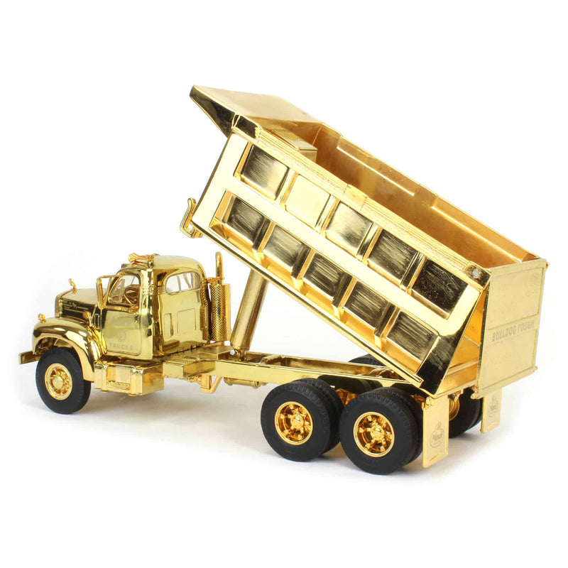 (B&D) 1/34 1960 Mack B-61 Dump Truck, Mack Dump, Gold Plated by First Gear - Damaged Item