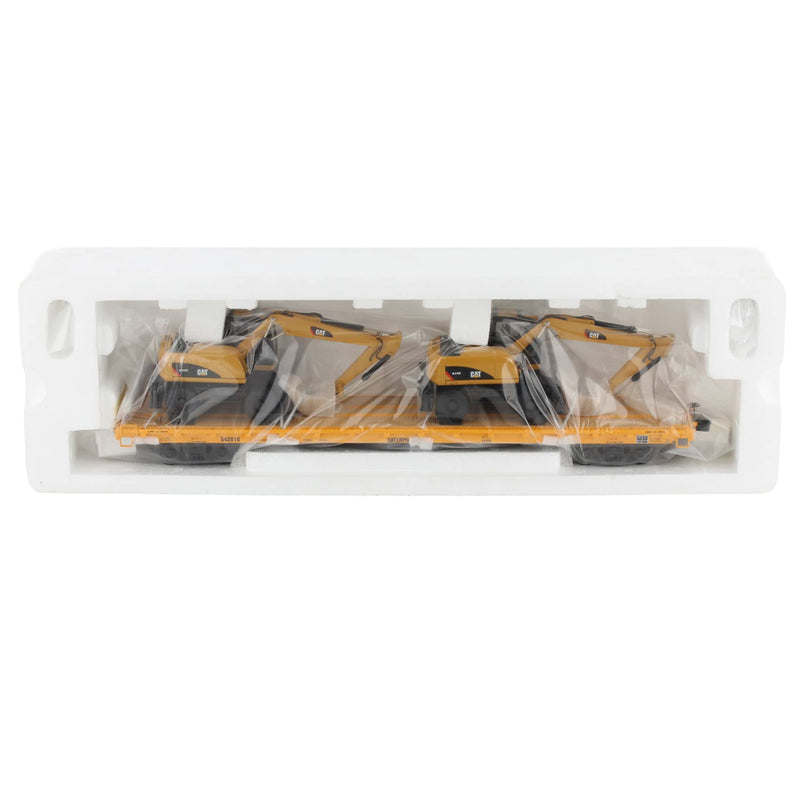 O Scale Caterpillar (#542010) 60' Flat Car with (2) CAT M316D Wheel Excavator Loaders by M.T.H. Electric Trains