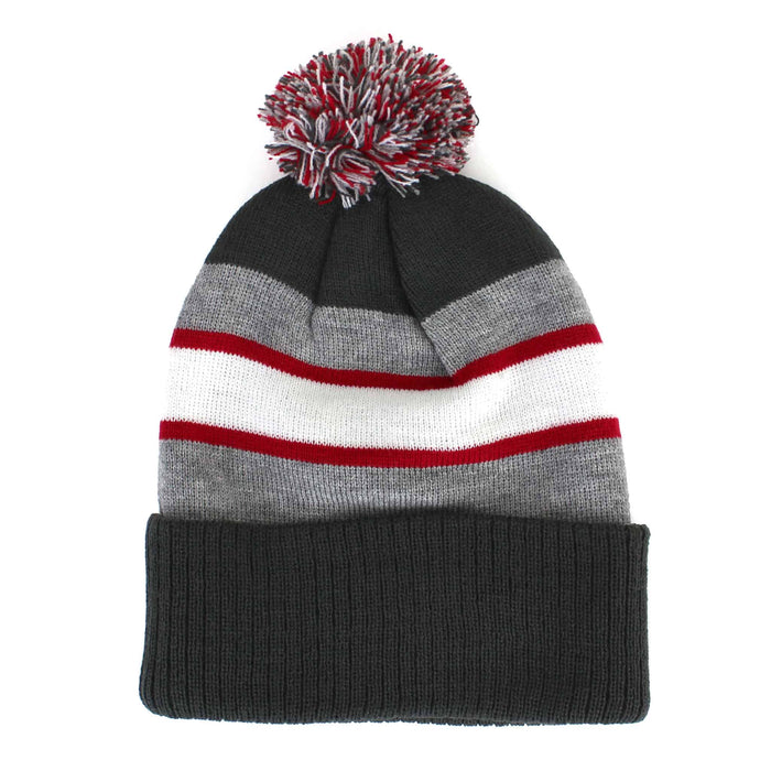 Case IH Gray, White & Red Pom Beanie Image