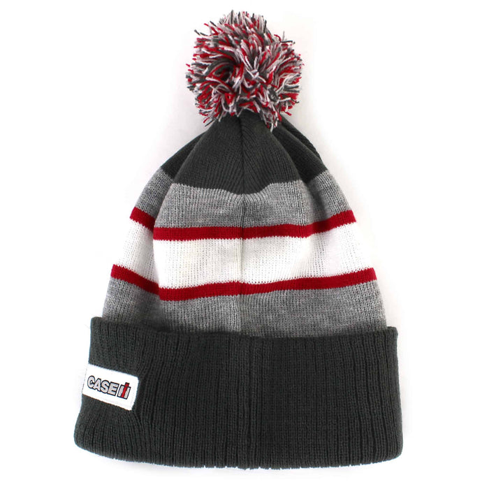 Case IH Gray, White & Red Pom Beanie Image