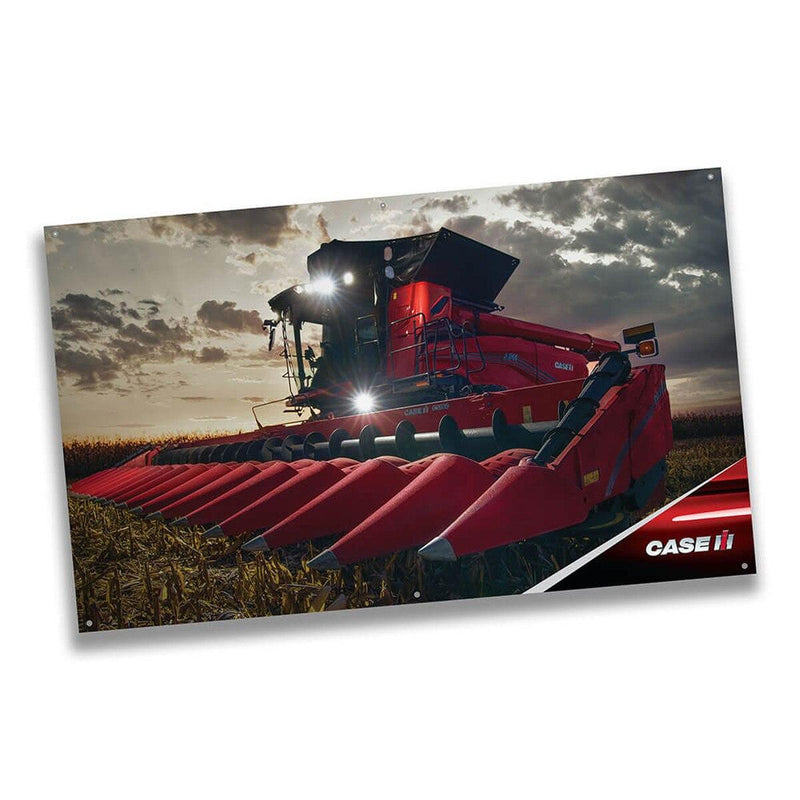 Case IH AF11 Combine with Corn Head Vinyl Banner, 36in x 18in