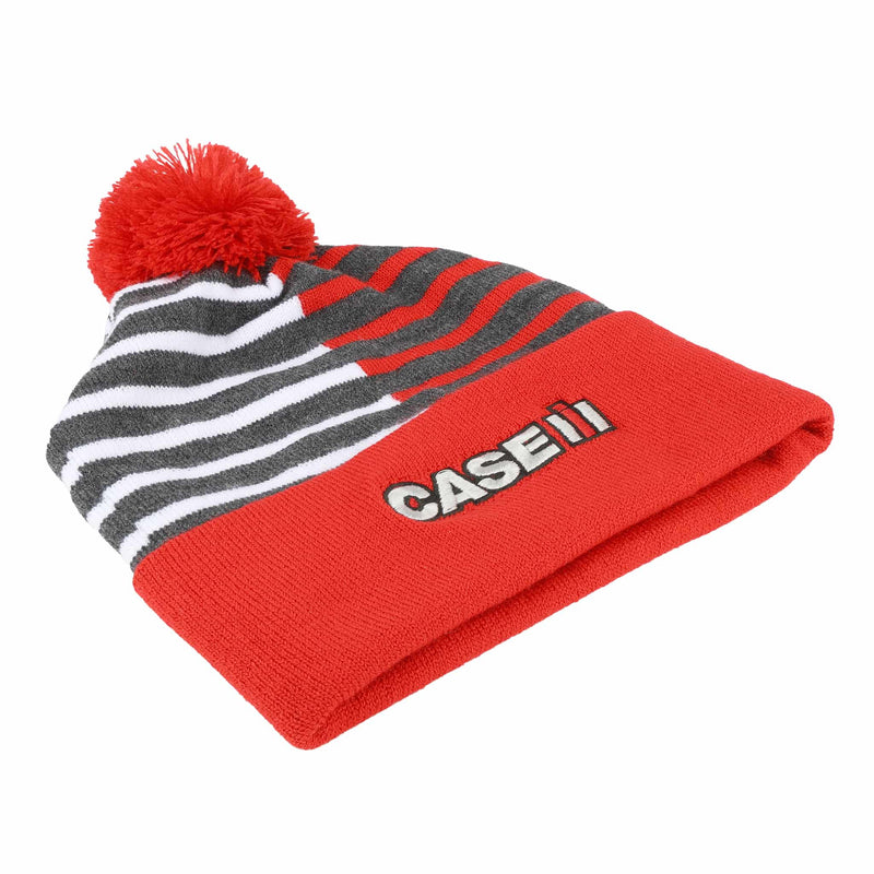 Case IH Red, Gray & White Pom Knit Beanie Hat