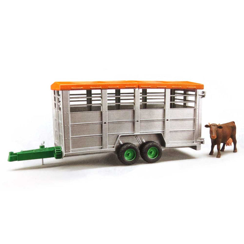 (B&D) 1/16 Cattle/Livestock Trailer with Cow by Bruder - Damaged Item