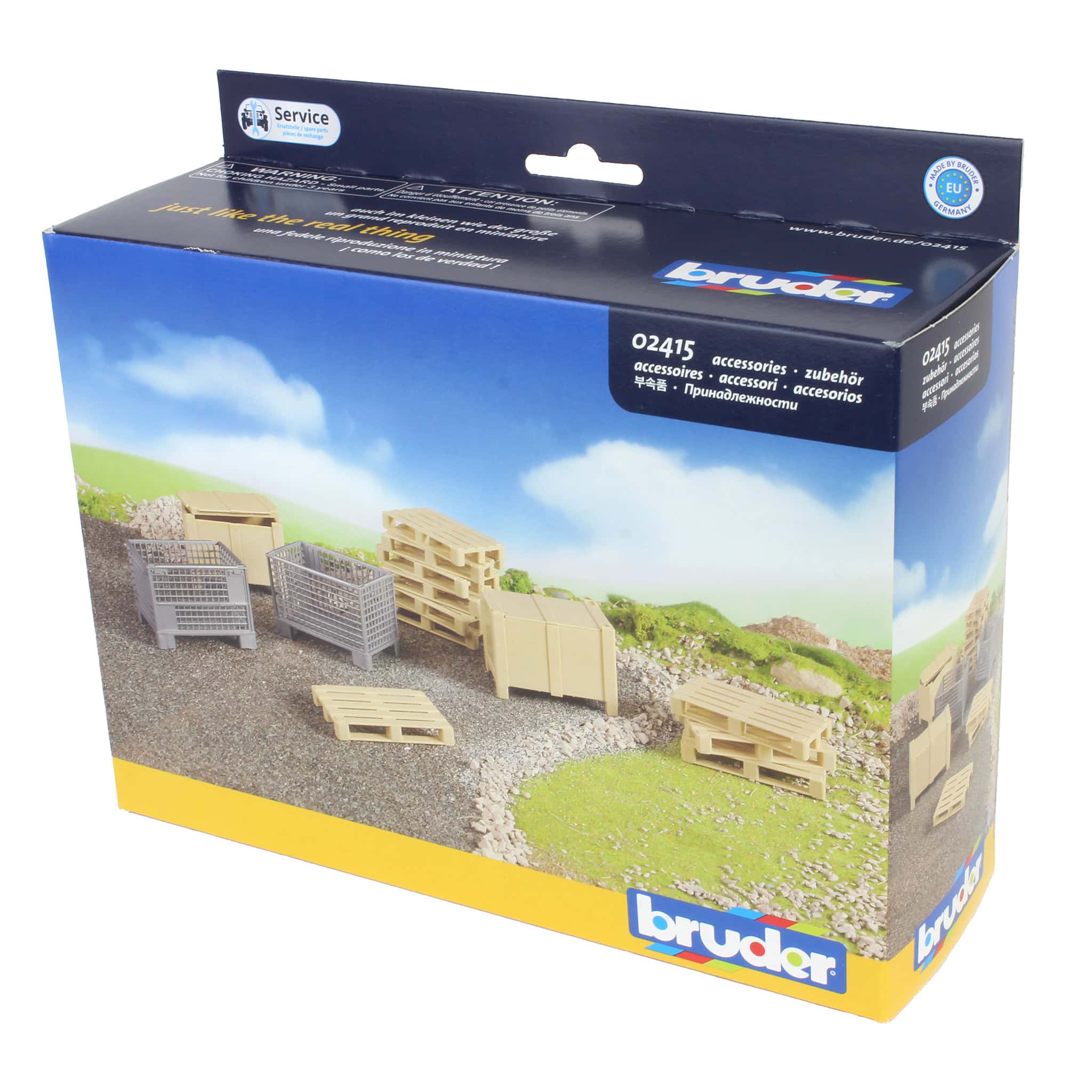 1/16 Bruder Logistics Set with 10 Pallets, 2 Mesh Crates and 2