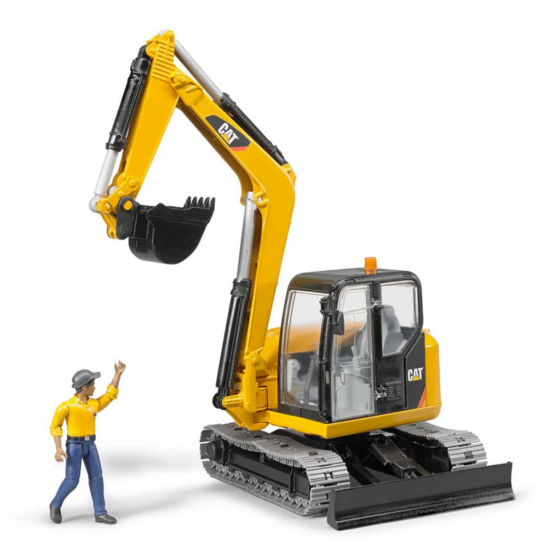 (B&D) 1/16 Caterpillar Mini Excavator with Construction Worker by Bruder - Damaged Box
