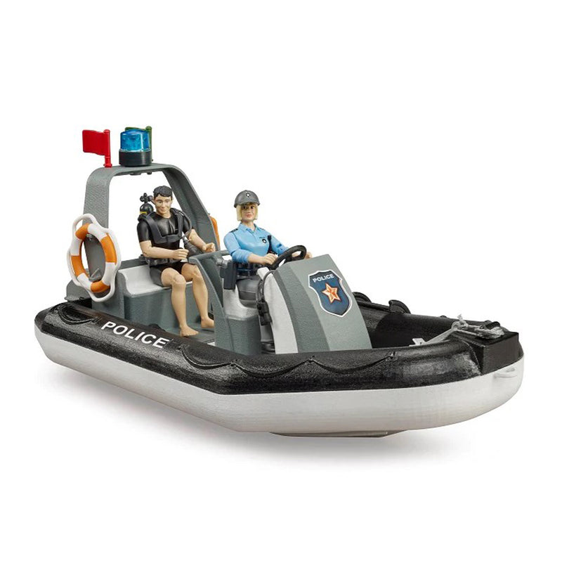 (B&D) 1/16 RAM 2500 Police Pickup Truck with Trailer & Boat by Bruder - Damaged Box