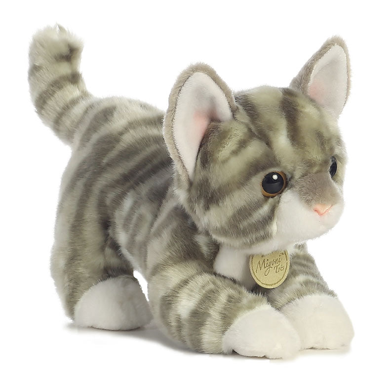 Grey Tabby Cat Kitten 9 inch Miyoni Plush by Aurora