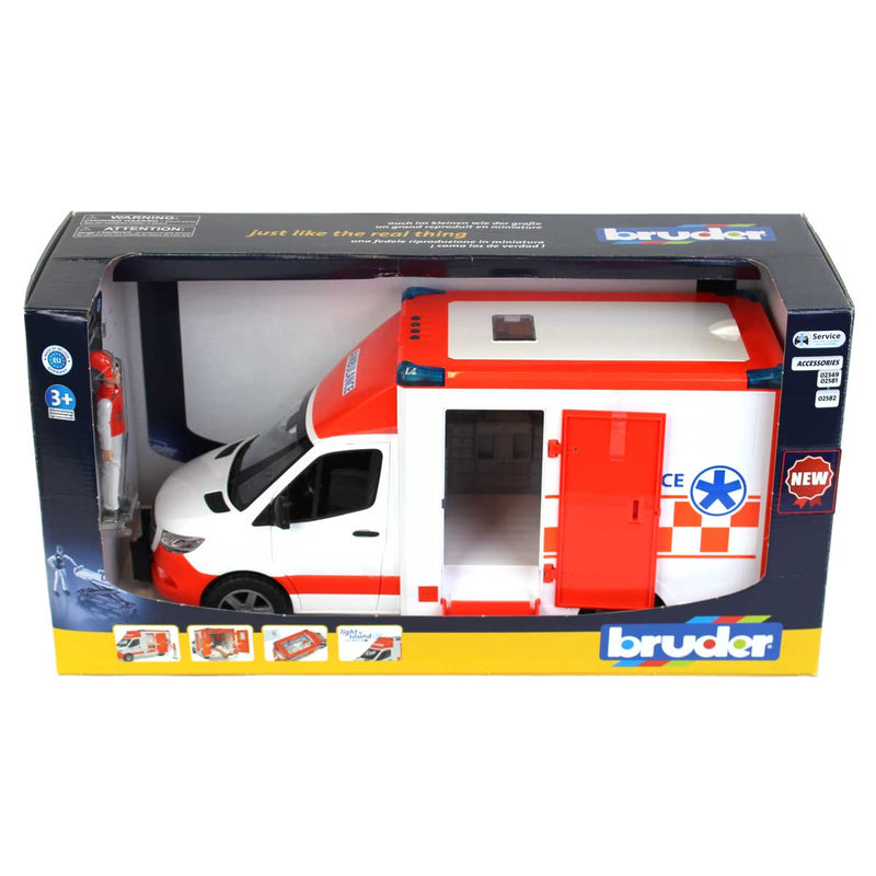 (B&D) 1/16 Mercedes-Benz Sprinter Ambulance with Driver by Bruder - Damaged Item