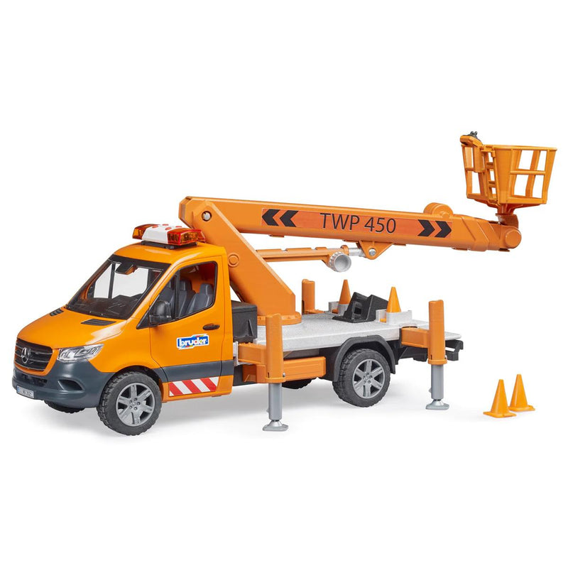 (B&D) 1/16 Mercedes-Benz Sprinter Service Truck with Crane, Basket and Lights & Sounds by Bruder - Damaged Box