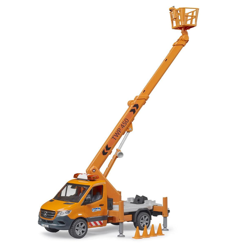 (B&D) 1/16 Mercedes-Benz Sprinter Service Truck with Crane, Basket and Lights & Sounds by Bruder - Damaged Box