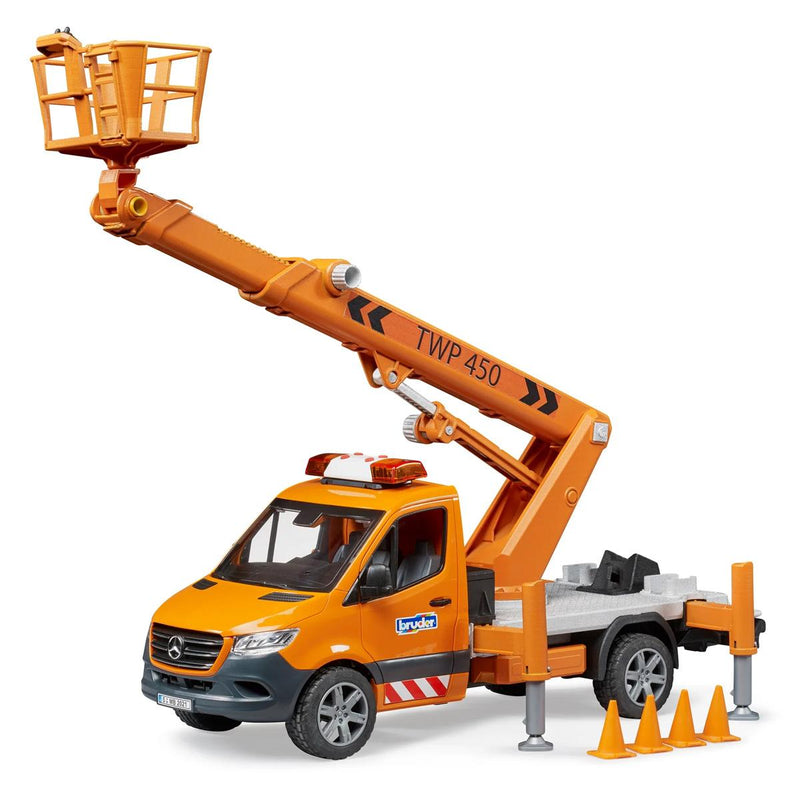 (B&D) 1/16 Mercedes-Benz Sprinter Service Truck with Crane, Basket and Lights & Sounds by Bruder - Damaged Box