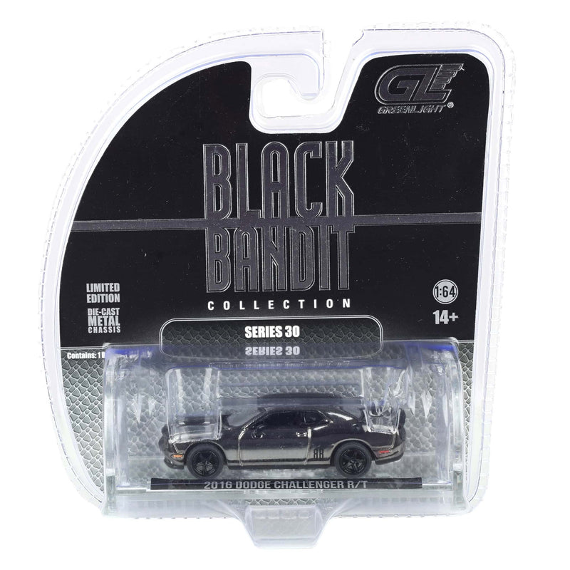 Black Chrome Chase ~ 1/64 2016 Dodge Challenger R-T Hemi, Black Bandit Series 30