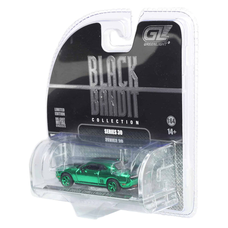 Green Chrome Super Chase ~ 1/64 2016 Dodge Challenger R-T Hemi, Black Bandit Series 30