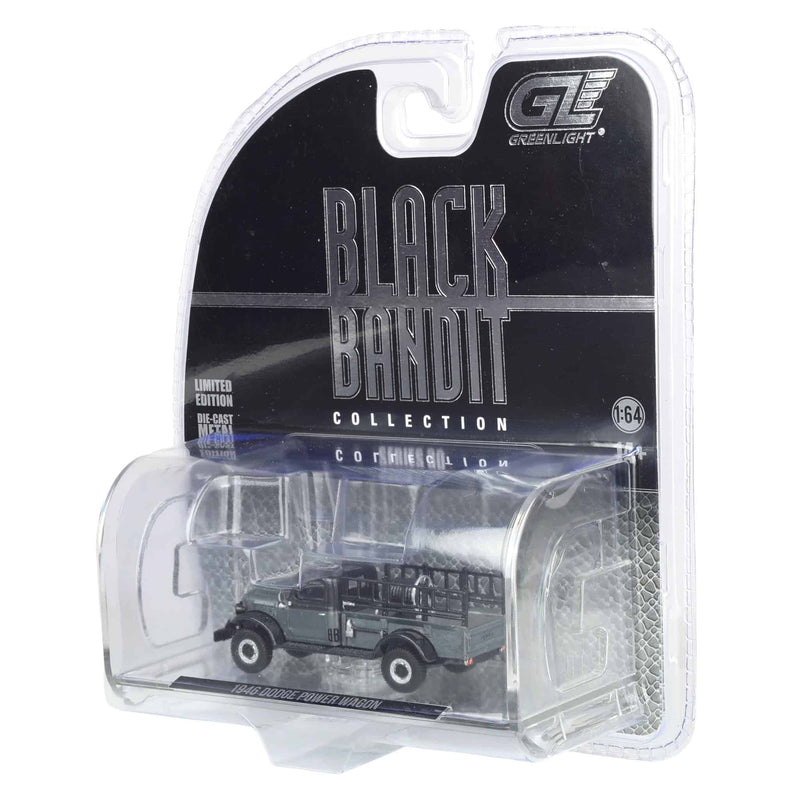 Raw Chase Unit ~ 1/64 1946 Dodge Power Wagon Fire Truck, Black Bandit Series 30