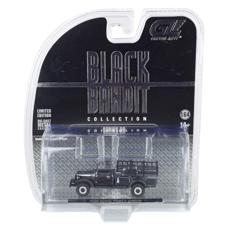 Black Chrome Chase ~ 1/64 1946 Dodge Power Wagon Fire Truck, Black Bandit Series 30
