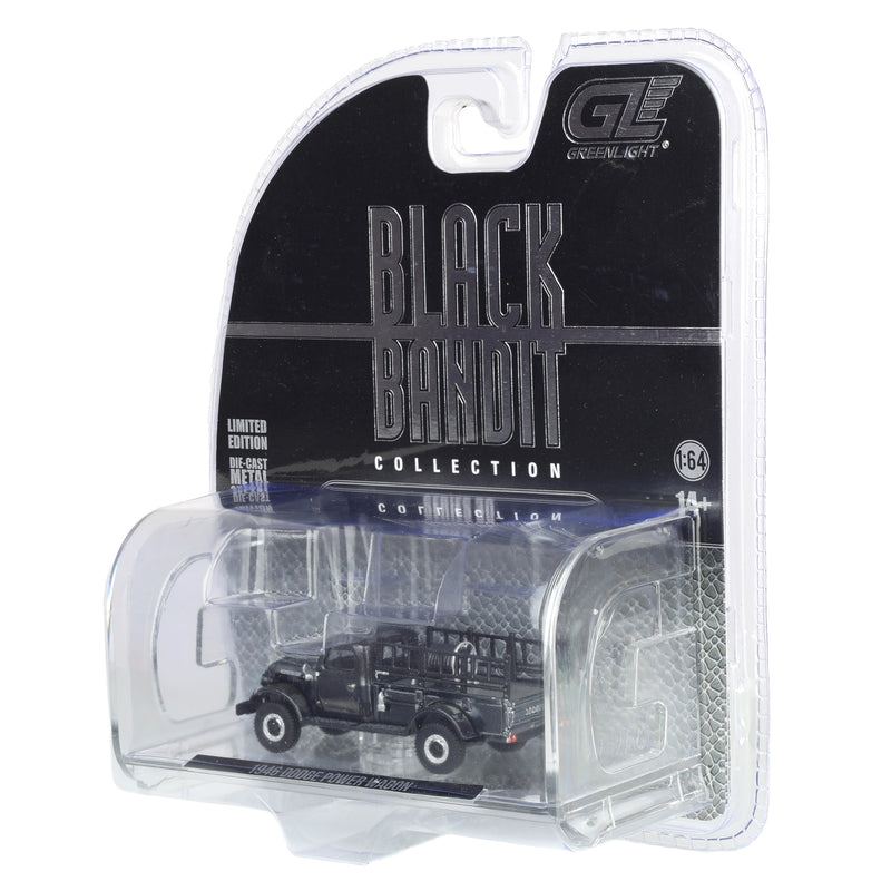 Black Chrome Chase ~ 1/64 1946 Dodge Power Wagon Fire Truck, Black Bandit Series 30