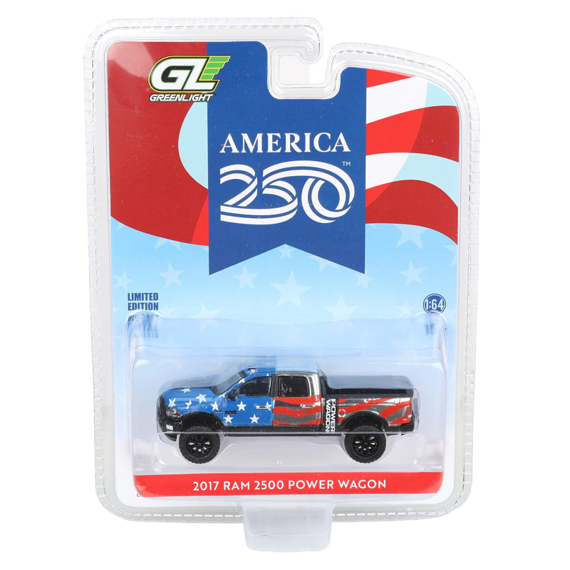 Silver Chrome Chase Unit ~ 1/64 2017 Ram 2500 Power Wagon Pickup Truck America's 250 Edition, Anniversary Collection Series 18 by GreenLight Collectibles