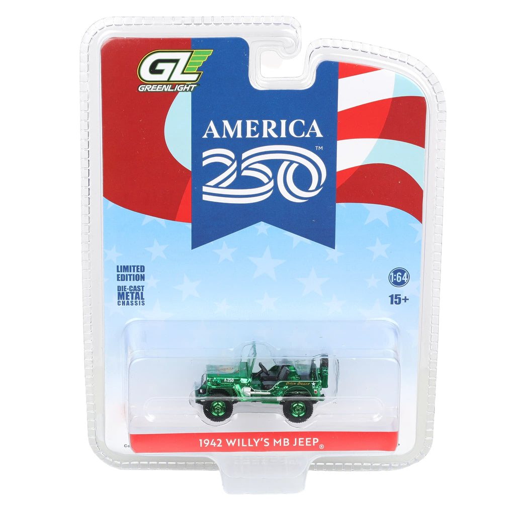Green Chrome Chase Unit ~ 1/64 1942 Willys MB Jeep America 250