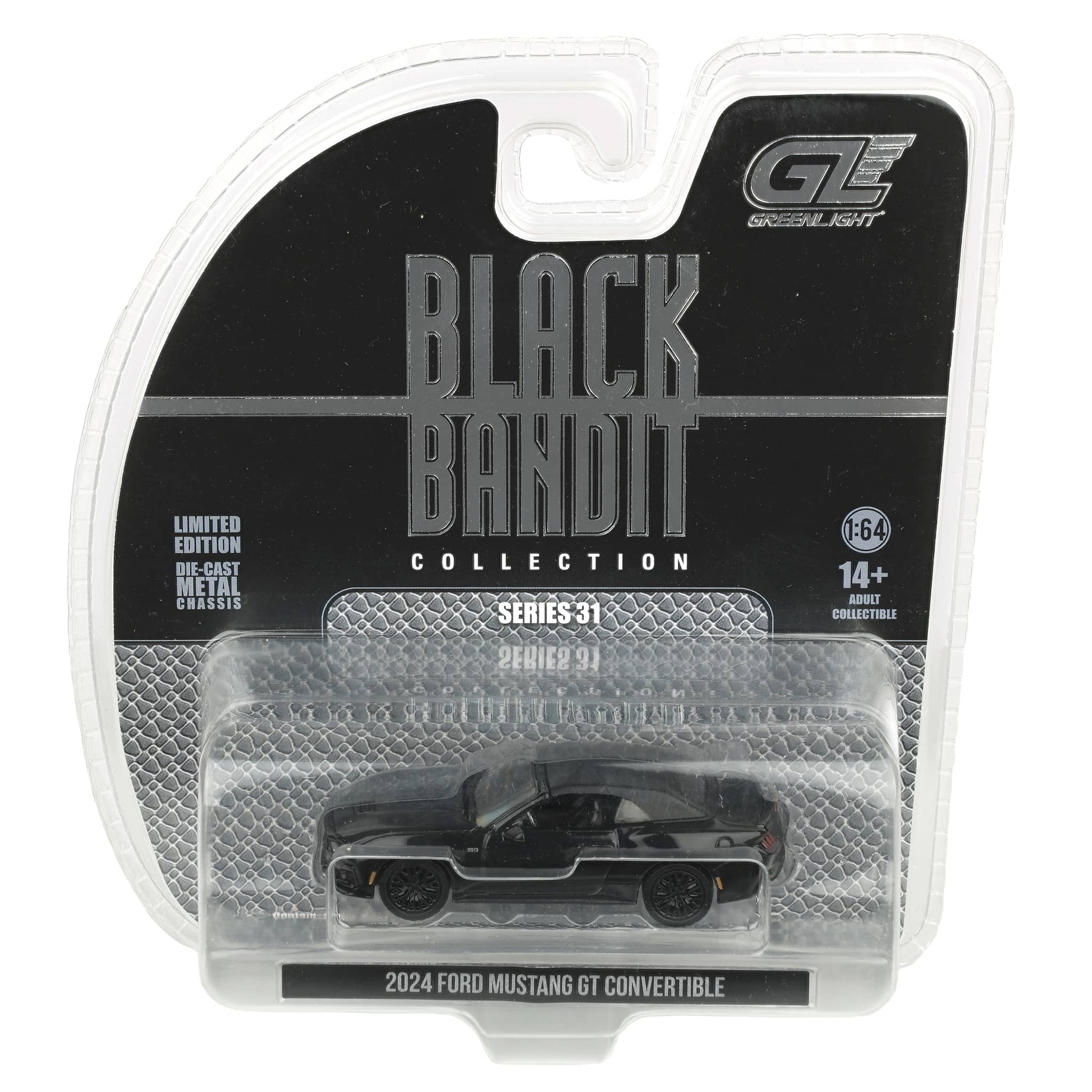1/64 2024 Ford Mustang GT Convertible, Black Bandit Series 31