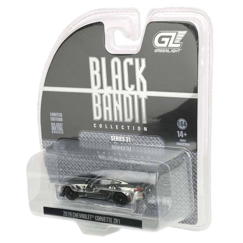 Charcoal Chrome Chase Unit ~ 1/64 2019 Chevrolet Corvette ZR1 Hard Top, Black Bandit Series 31