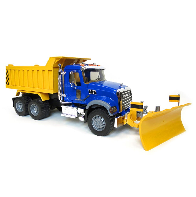 (B&D) 1/16 MACK Granite Dump Truck with Snow Plow and Flashing Lights by Bruder - Damaged Item