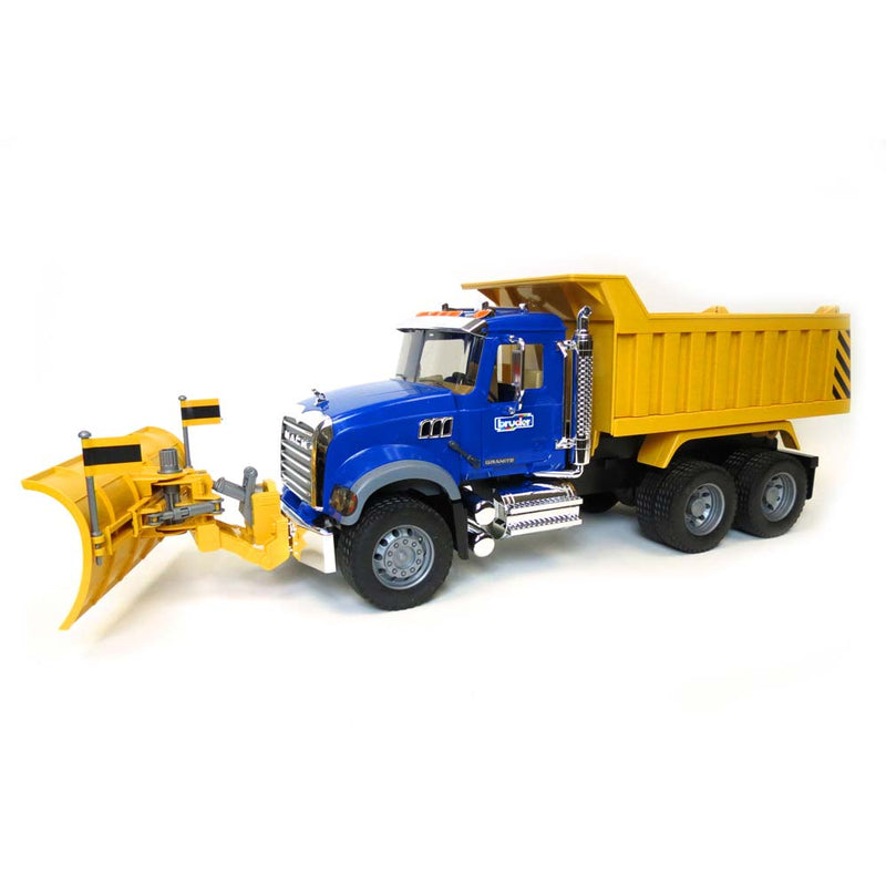 (B&D) 1/16 MACK Granite Dump Truck with Snow Plow and Flashing Lights by Bruder - Damaged Item