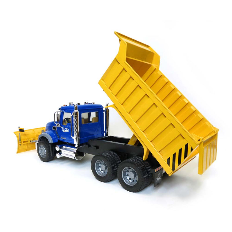 (B&D) 1/16 MACK Granite Dump Truck with Snow Plow and Flashing Lights by Bruder - Damaged Item