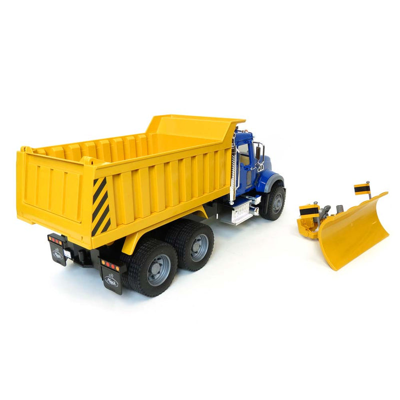 (B&D) 1/16 MACK Granite Dump Truck with Snow Plow and Flashing Lights by Bruder - Damaged Item