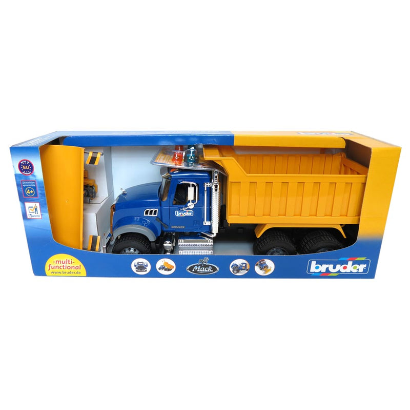 (B&D) 1/16 MACK Granite Dump Truck with Snow Plow and Flashing Lights by Bruder - Damaged Item