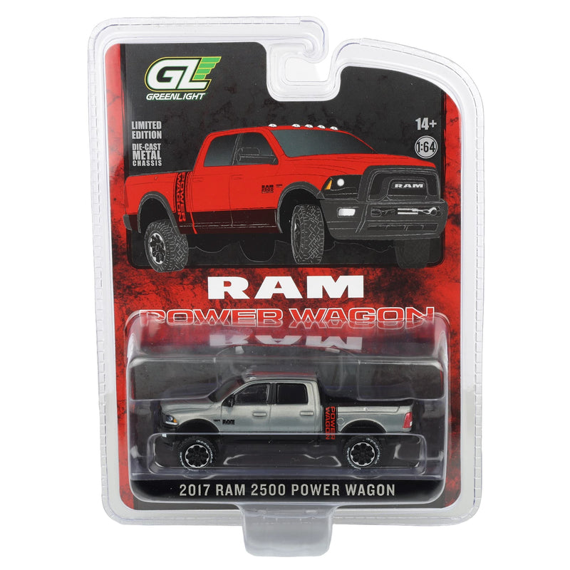 Raw Chase Unit ~ 1/64 2017 Ram 2500 Flame Red Power Wagon Pickup Truck by GreenLight Collectibles